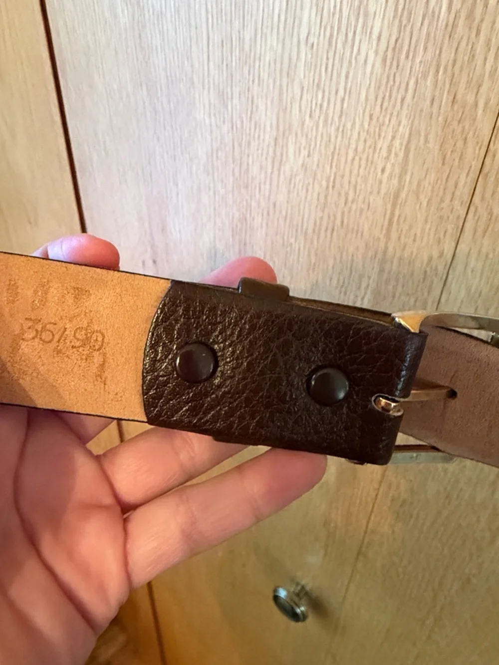 Devon brown full grain steerhide belt 36 cashmere steerhide lined gold buckle